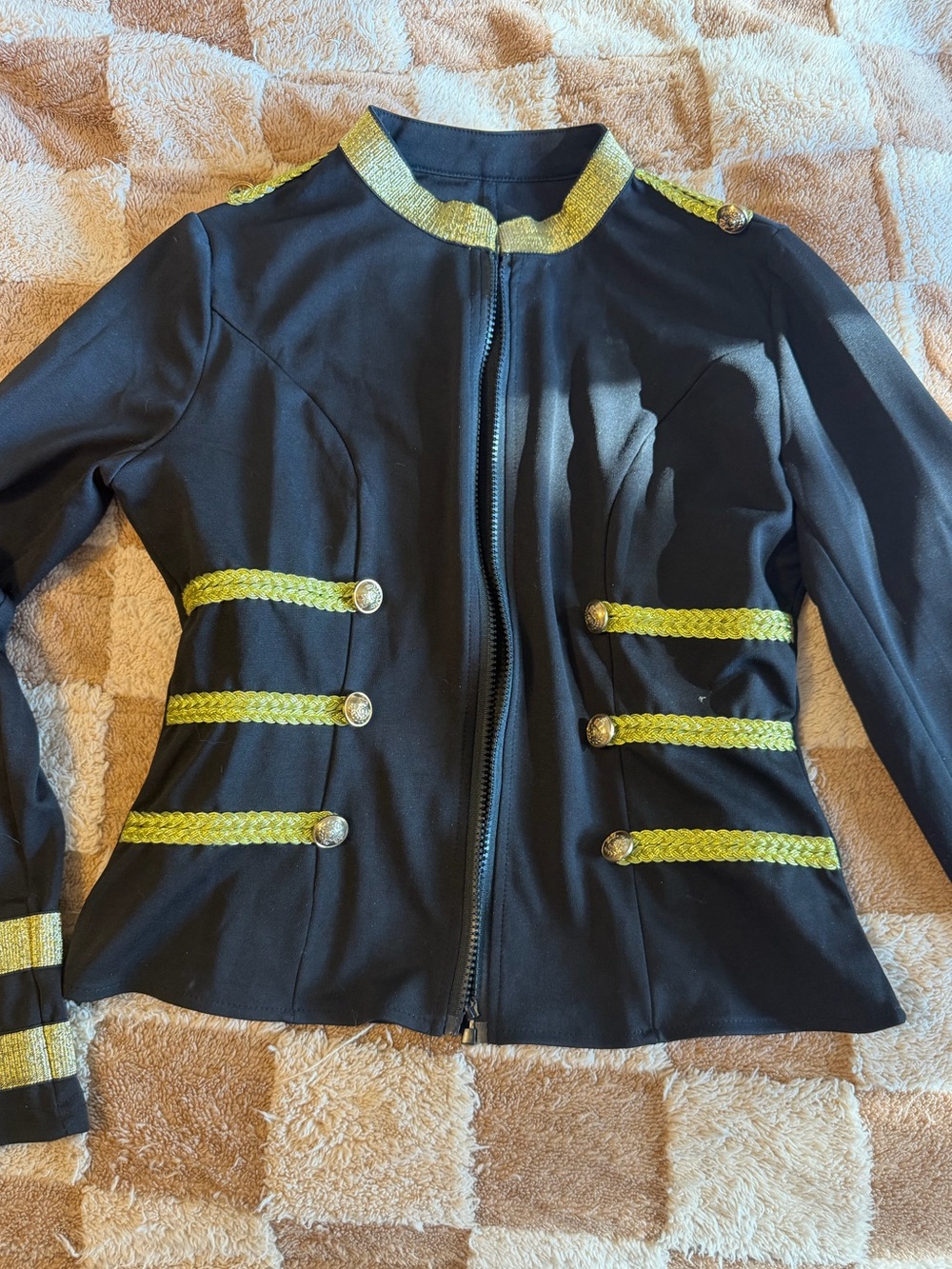Military Style Black & Gold Jacket Size Medium